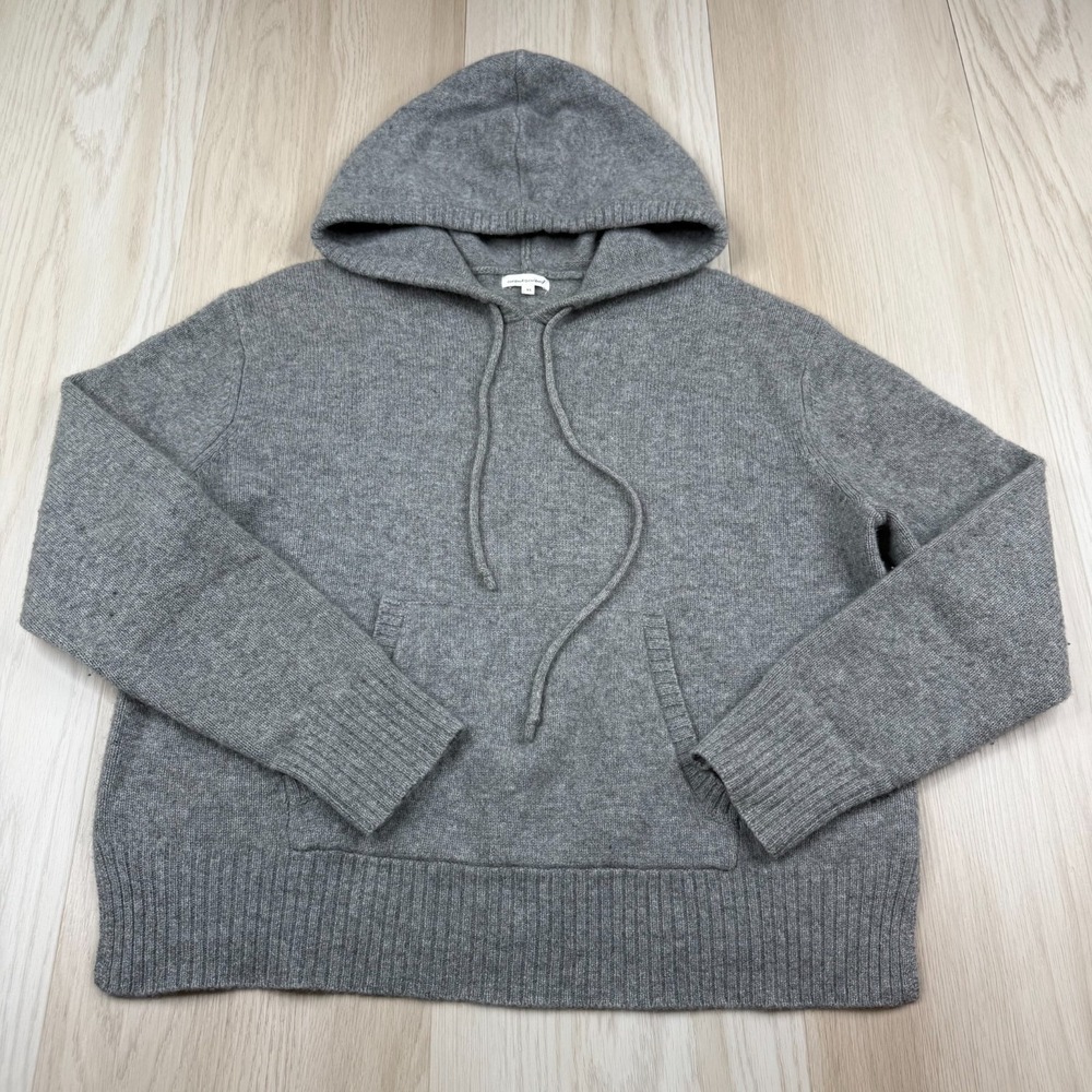 Unsubscribed Womens Gray Soft Slightly Stretchy Cashmere Drawstring Hoodie XS